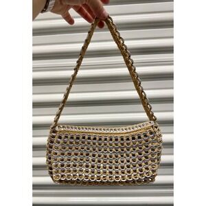 Escama Studio Socorro Pop Tab Crochet Shoulder Bag Tan Silver Upcycled Handbag